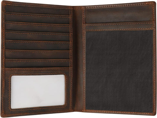 Jack&Chris Leather Passport Holder RFID Blocking Passport Travel Wallet Cover Case for Men Women Brown JC17