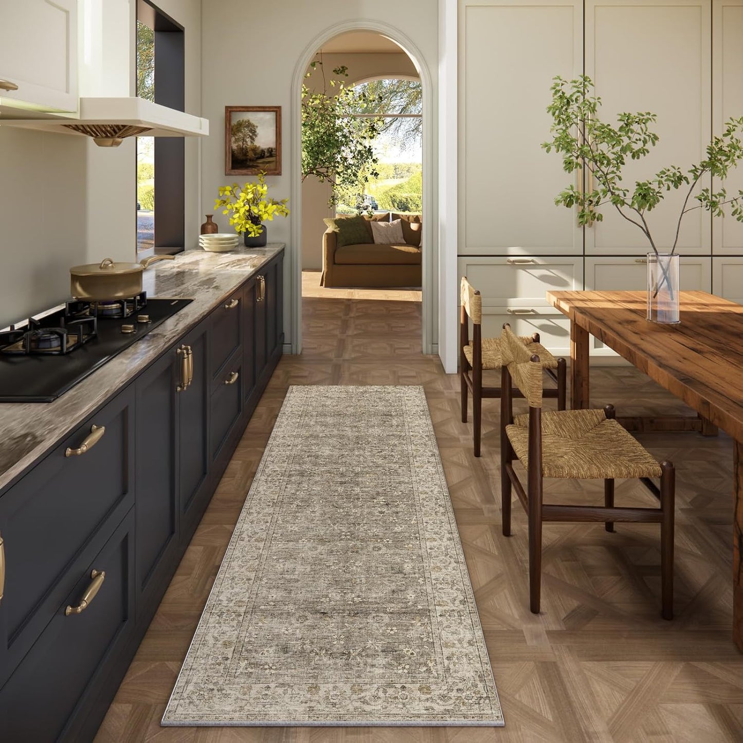 Washable Kitchen Rug Runners for Hallways: 2'x6' Bedroom Runner Rug Non Slip Low-Pile Stain Resistant Soft Indoor Floor Carpet Runner for Indoor Entryway Hallways Kitchen Laundry Room Farmhouse