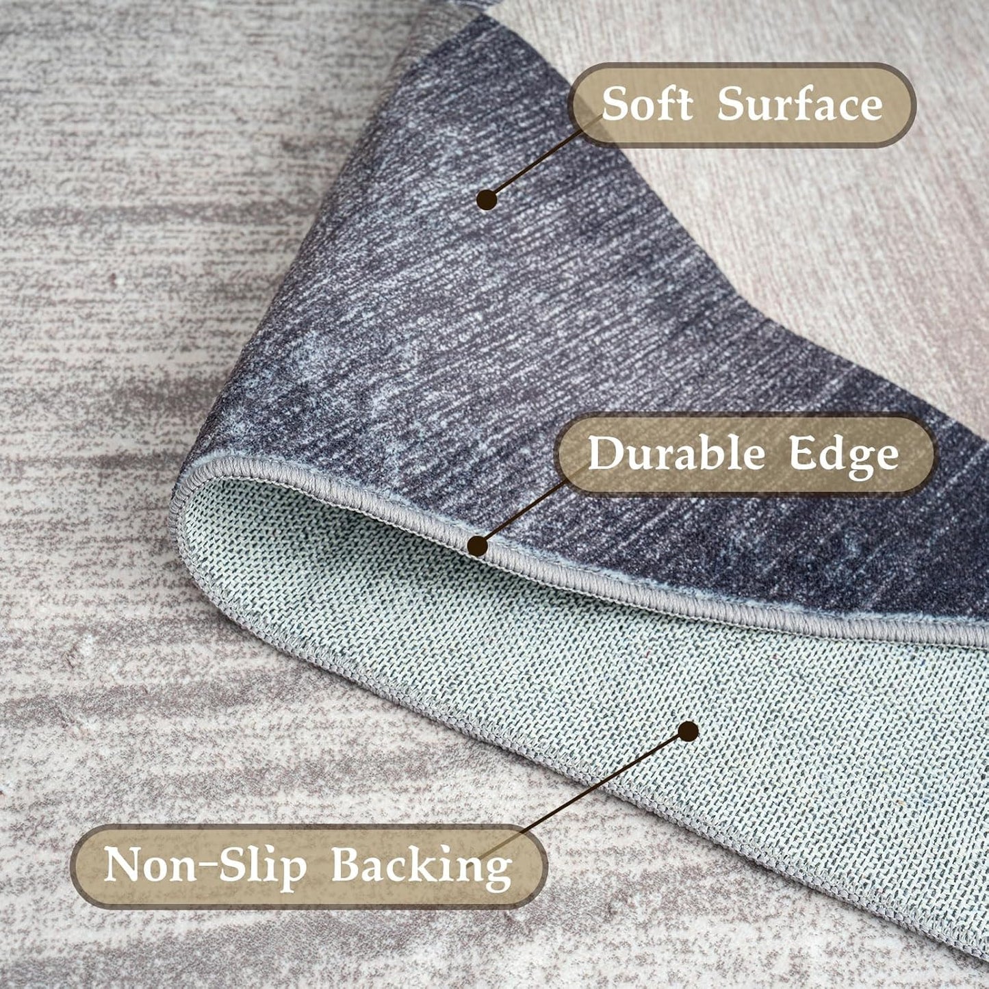 HOMFINE Washable Modern Area Rug - Geometry Style 5x7 Rugs for Living Room, Bedroom, Machine Washable Rug Soft Non Slip Non Shedding Area Rug - Green, 5'x7'