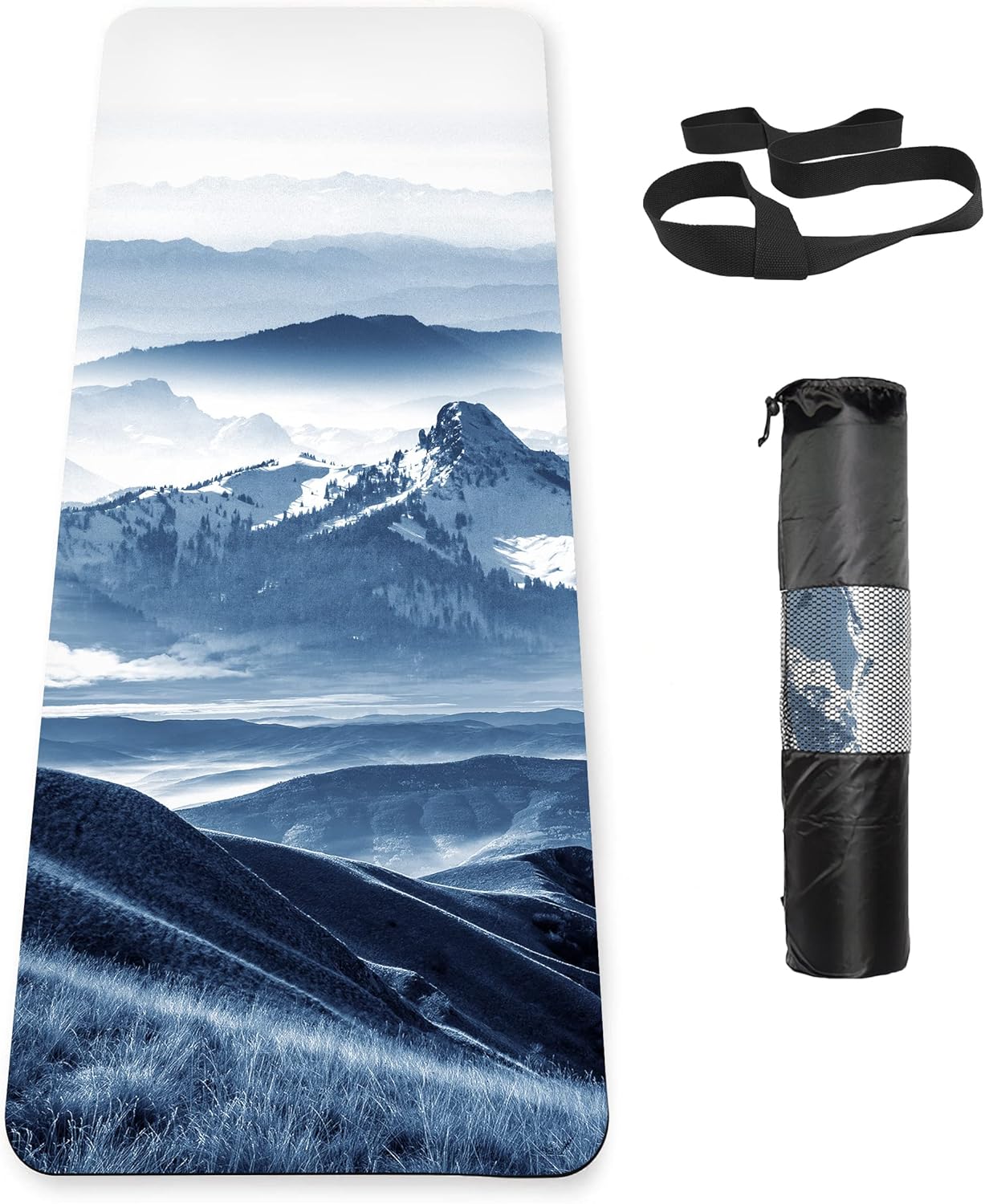 Non Slip Yoga Mat TPE Workout Mat for Men Women, Thick Workout Mat with Carrying Strap, Fitness Mats for Exercise, Yoga, Fitness, Pilates, Floor Workouts (72" x 24" x 6mm)