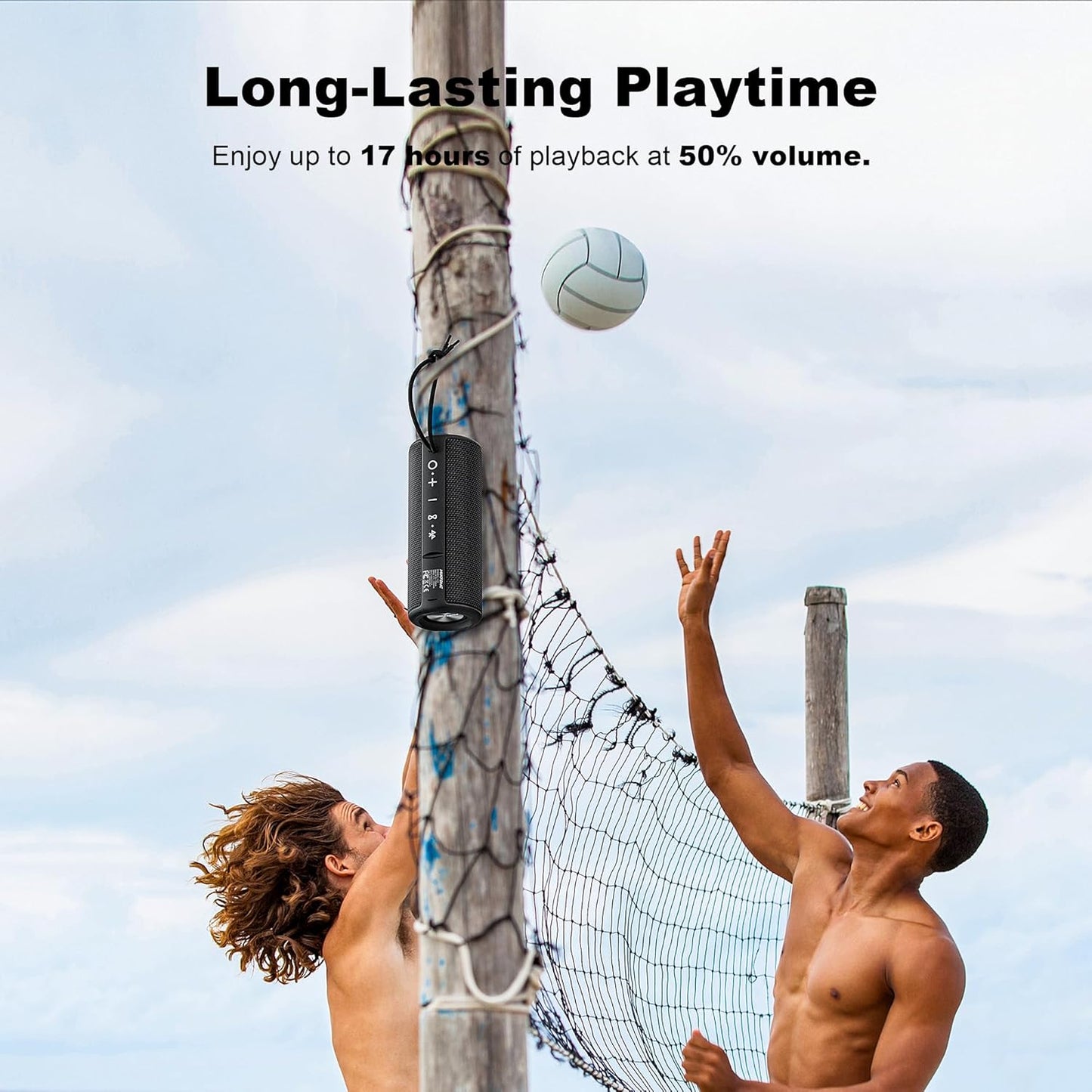 MIATONE Boombox Outdoor Portable Bluetooth Speaker Waterproof Wireless Speakers - Black