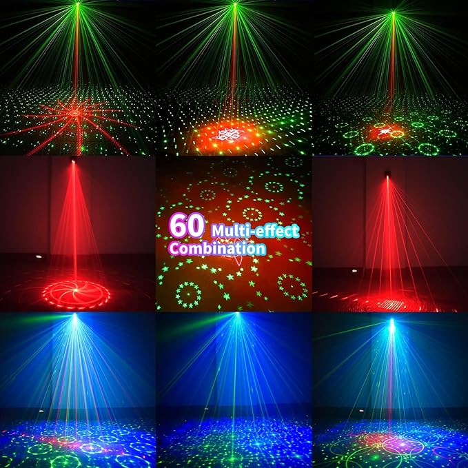 POCOCO DJ Disco Stage Party Lights - Battery Powered Laser Light - Sound Activated Strobe Projector for Christmas Halloween Decorations Karaoke Pub KTV Bar Dance Gift Birthday Wedding