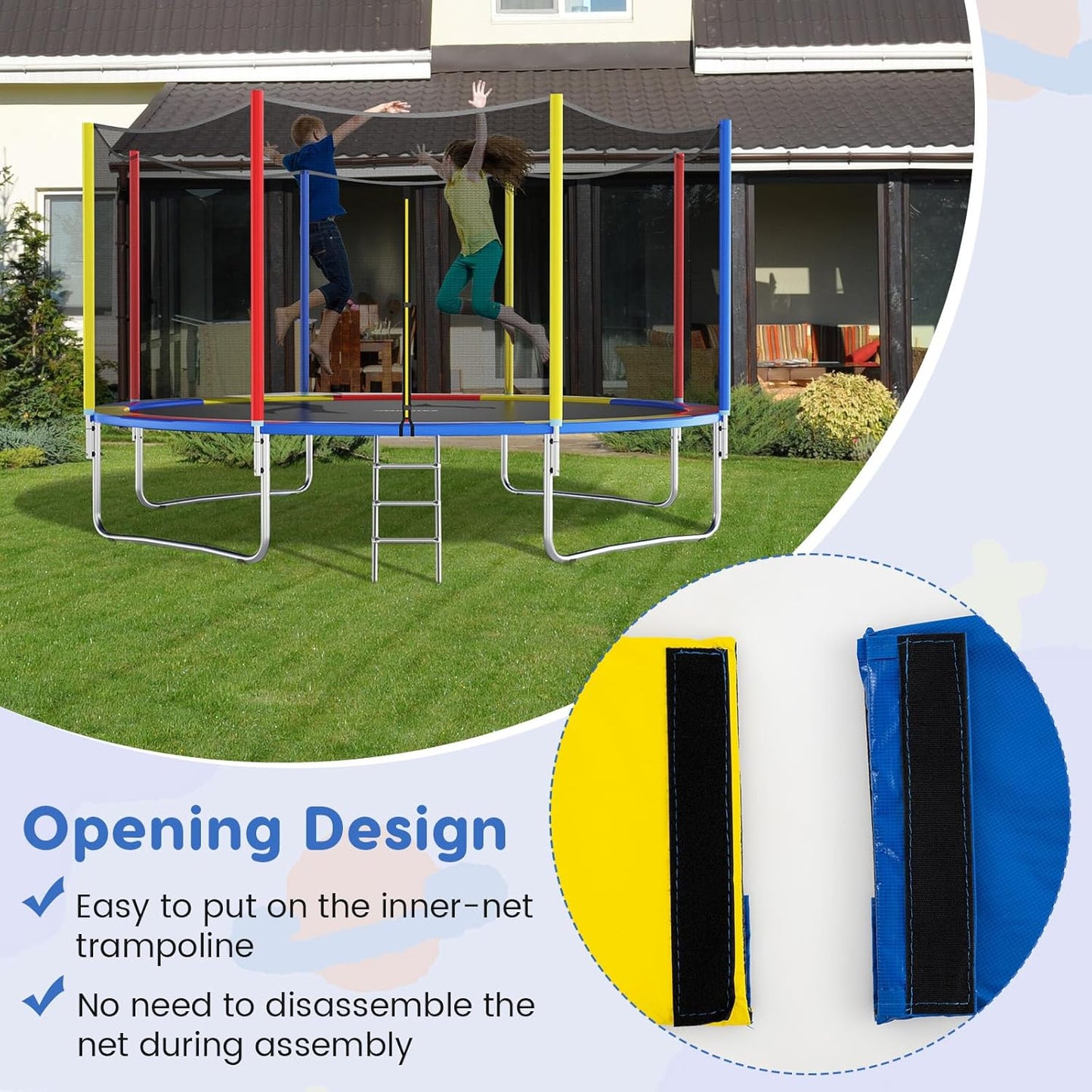 Giantex Trampoline Pad, 8ft 10ft 12ft 14ft 15ft 16ft Trampoline Replacement Safety Pad, No Holes for Pole, Waterproof Trampoline Accessories Spring Cover