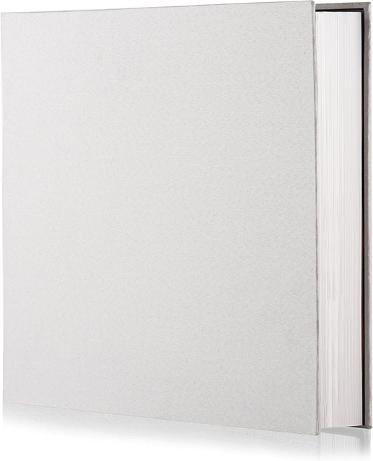 Photo Album Self Adhesive Scrapbook Album for 4×6 Pictures DIY Magnetic Linen Cover Album 30 Blank Pages Great Gift for Family, Wedding, Birthday, Christmas, Anniversary(White), 6-15-White