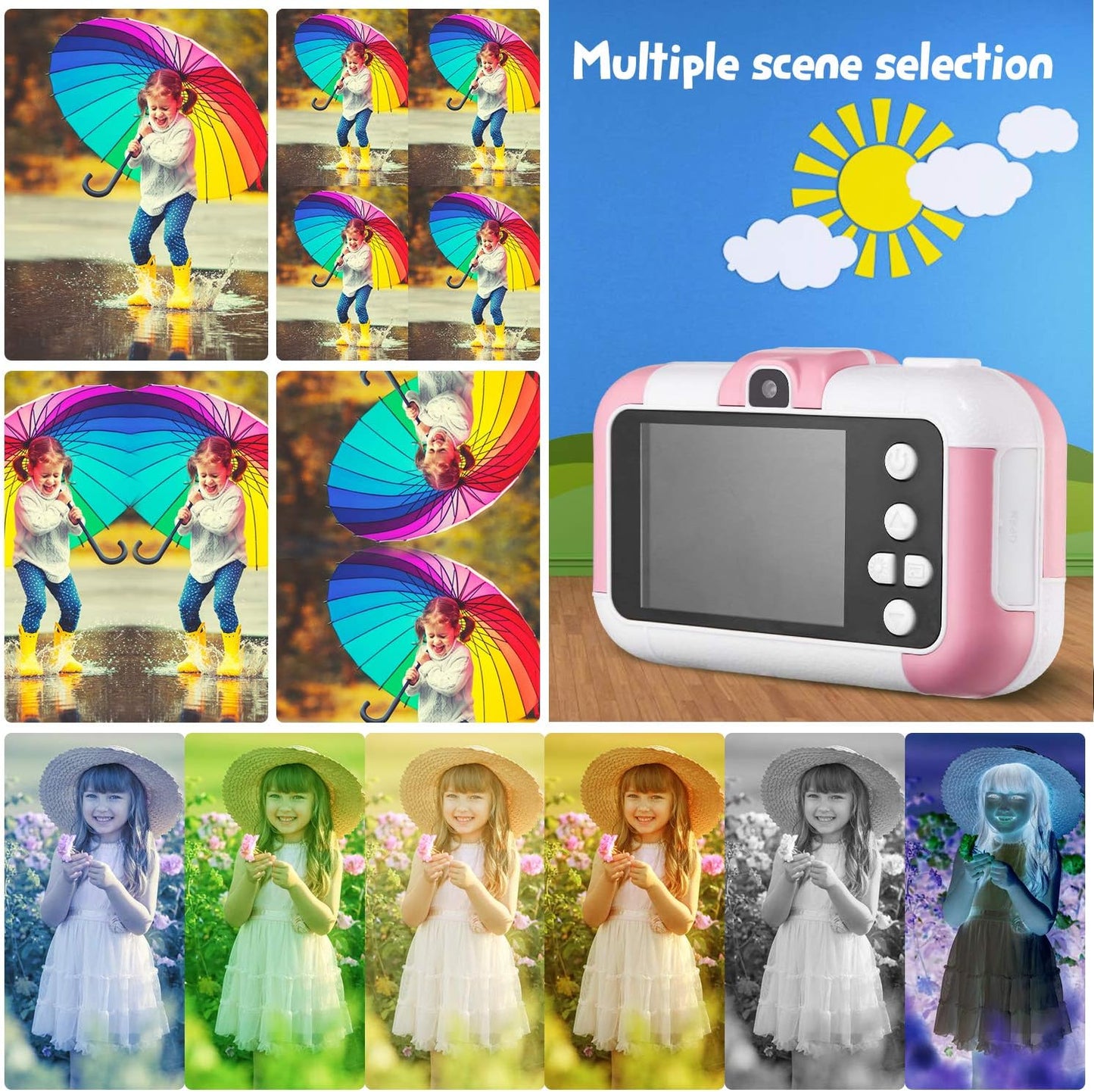 Kids Camera, SUZIYO Children Digital Selfie Video Camcorder 1080P Dual Lens 2.4 Inch HD, Birthday Christmas Electronic Gifts Toys for Age 3-9 Years Old Toddlers Girls Boys with 32G TF Card,Pink