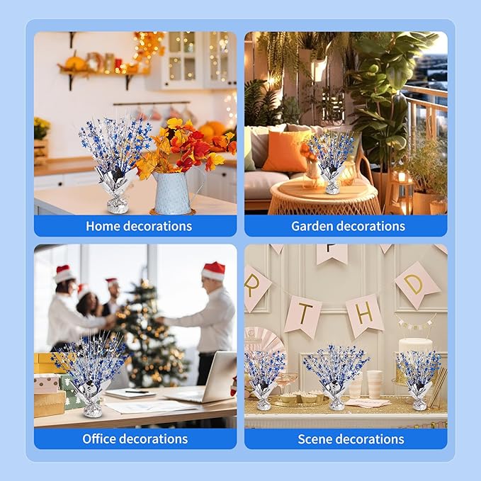 6 Pack Star Table Centerpieces for Party, Birthday Table Decorations for Kids Adults, Party Centerpieces for Tables for Wedding Baby Shower Graduation Holiday Event (Silver NavyBlue)