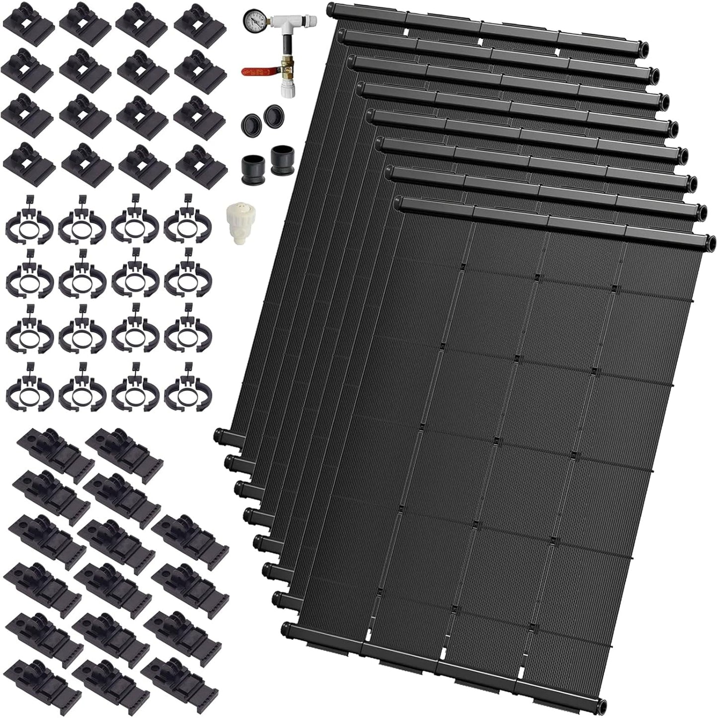 Industrial Grade Solar Pool Heater DIY Kit - Superior High-Wind Strapless Mounting System & Maximum Freeze Resistance (8-4'x6.5' / 208 Square Feet)