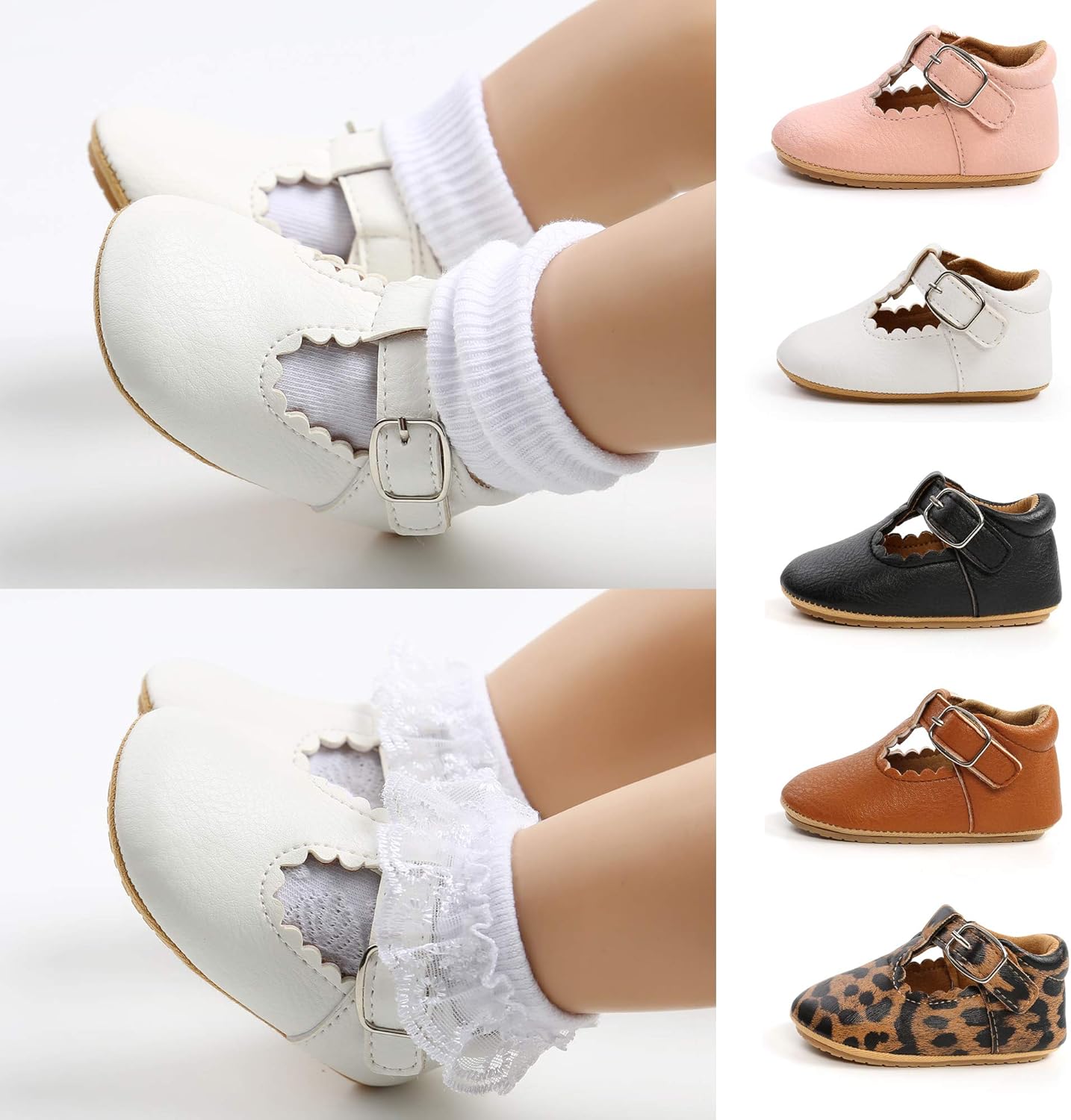 SOFMUO Baby Boys Girls High Top Ankle PU Leather Sneakers Soft Rubber Sole Infant Moccasins Newborn Oxford Loafers Anti-Slip Toddler Wedding Uniform Dress Shoes