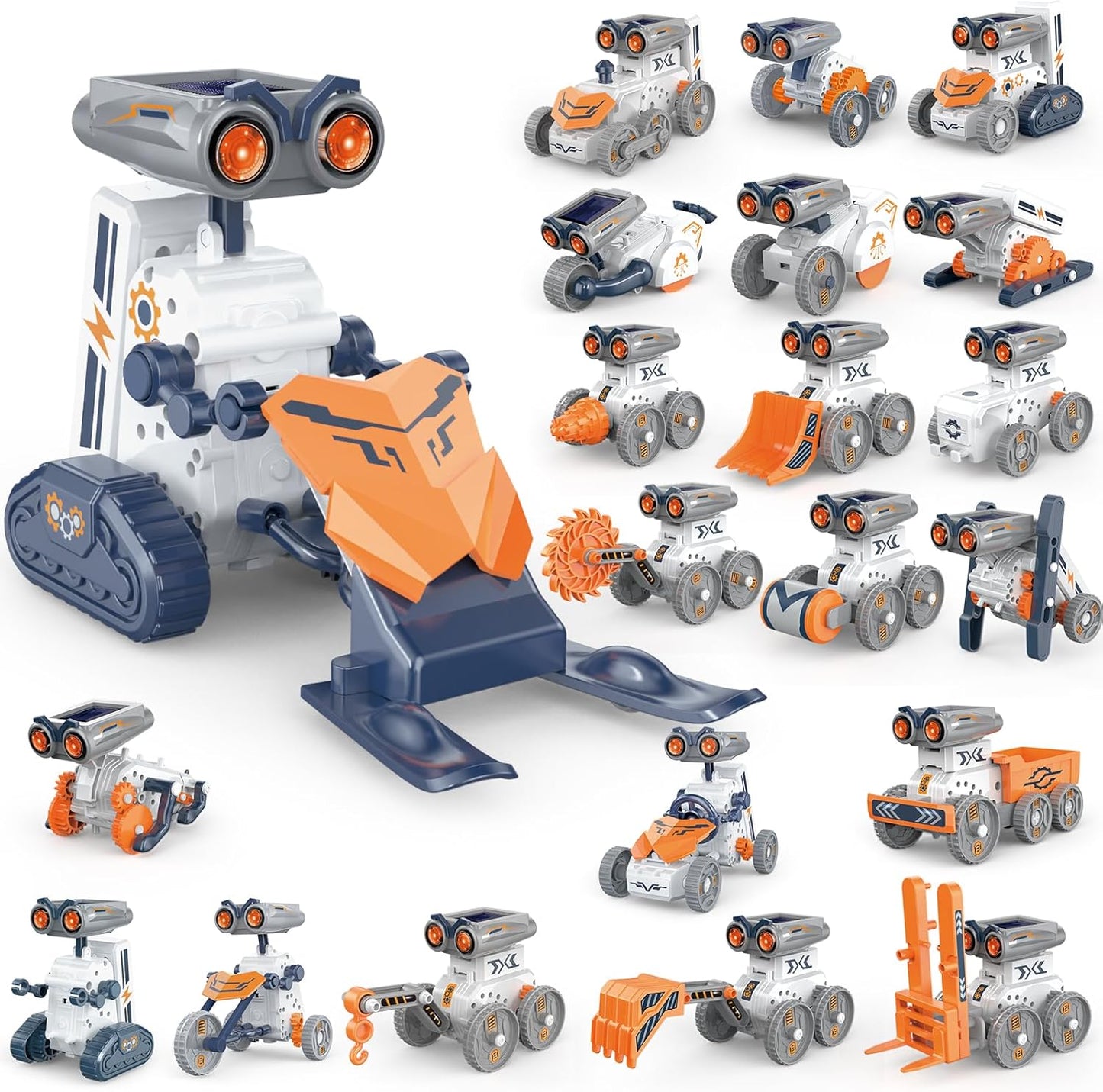 21-in-1 Education Solar Power Robot, STEM Toys for Ages 8-13, DIY Educational Science Building Toy, Solar or Battery Powered Robotic Set for Children Birthday with 210Pcs