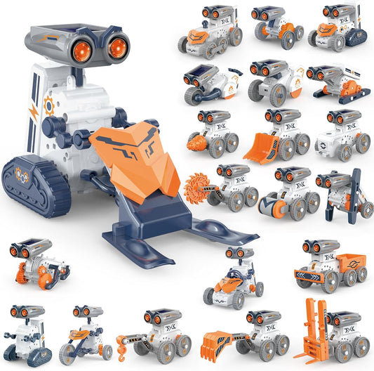 21-in-1 Education Solar Power Robot, STEM Toys for Ages 8-13, DIY Educational Science Building Toy, Solar or Battery Powered Robotic Set for Children Birthday with 210Pcs