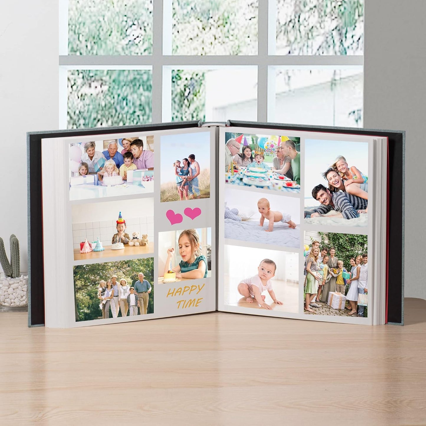 Large Photo Album Self Adhesive 4x6 8x10 10x12 Scrapbook Magnetic DIY Length 13 x Width 12.8 (Inches) 120 Sticky Pages Linen Cover Album(Green), 13''x12.6'' 120Pages