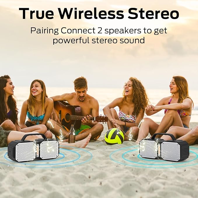 BUGANI Shock Bluetooth Speaker, Portable Bluetooth 5.3, Waterproof Design, 60W High Power Output, Outdoor Speaker, Black (New Model)