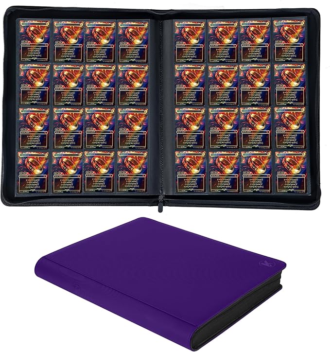 1408+ Pockets Trading Card Binder, 16-Pocket Card Ablum Compatible with MTG,Sports Cards & Other Standard Size Trading Card (Purple)
