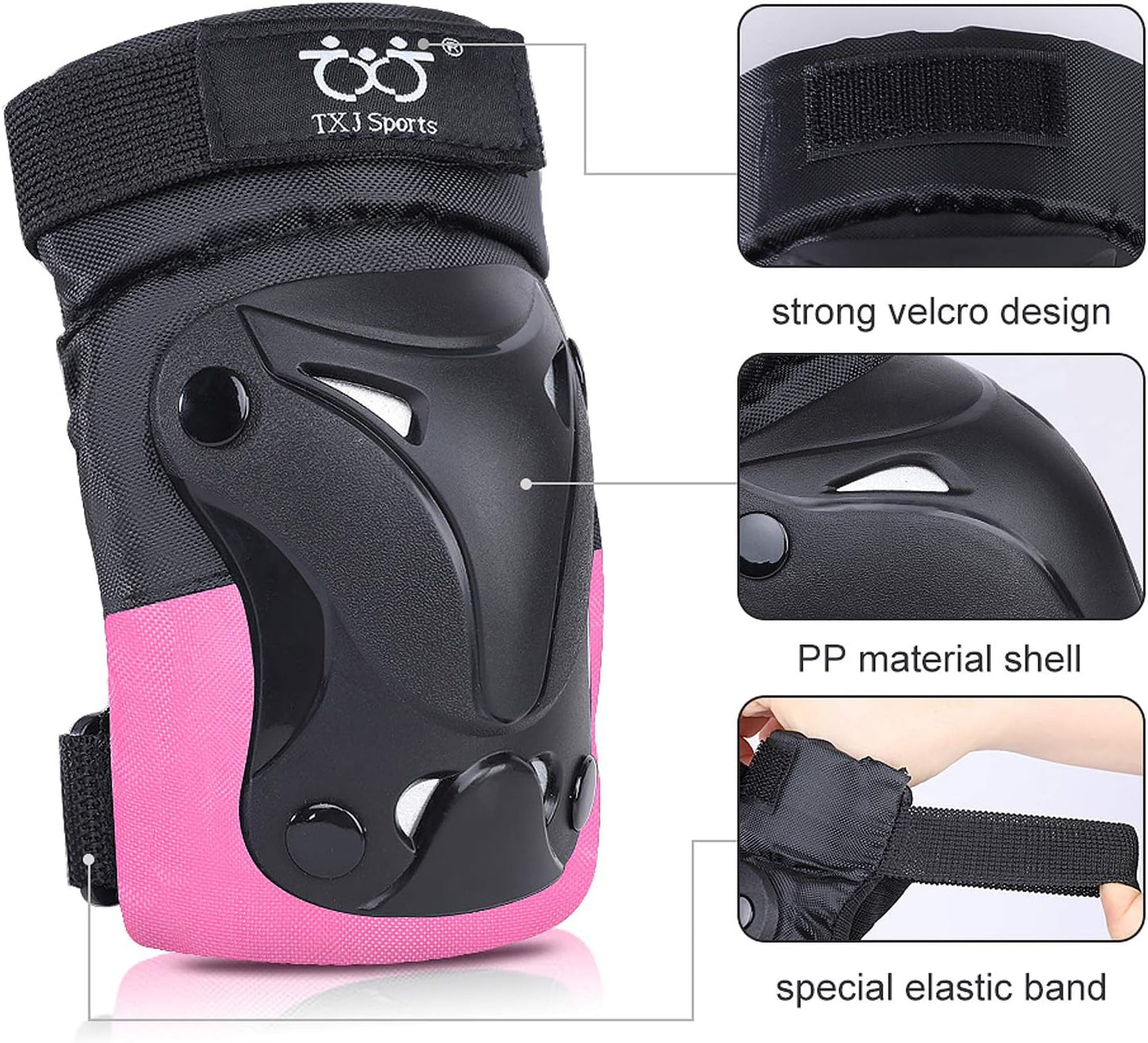 TXJ Sports Knee Pads Elbow Pads with Wrist Guards Protective Gear Set for Kids Youth Skateboard Sports Skateboarding Roller Skating Bicycling 6 in 1