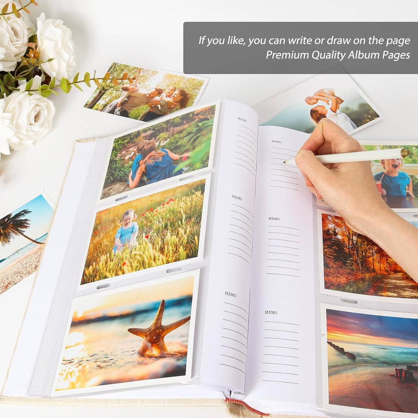 RECUTMS 4x6 Pictures Photo Album Leather Cover Photo Book Holds 300 Photos with Front Window,Photo Book with Writing Space to Share Photos Family Friends (Orange)