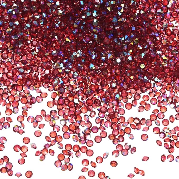 14400-Pack Acrylic Diamonds, 0.12 Inch/3mm Wedding Table Scatter Confetti Crystals for Vase Fillers/Art Craft, Acrylic Diamonds Gems [Dark Red AB]
