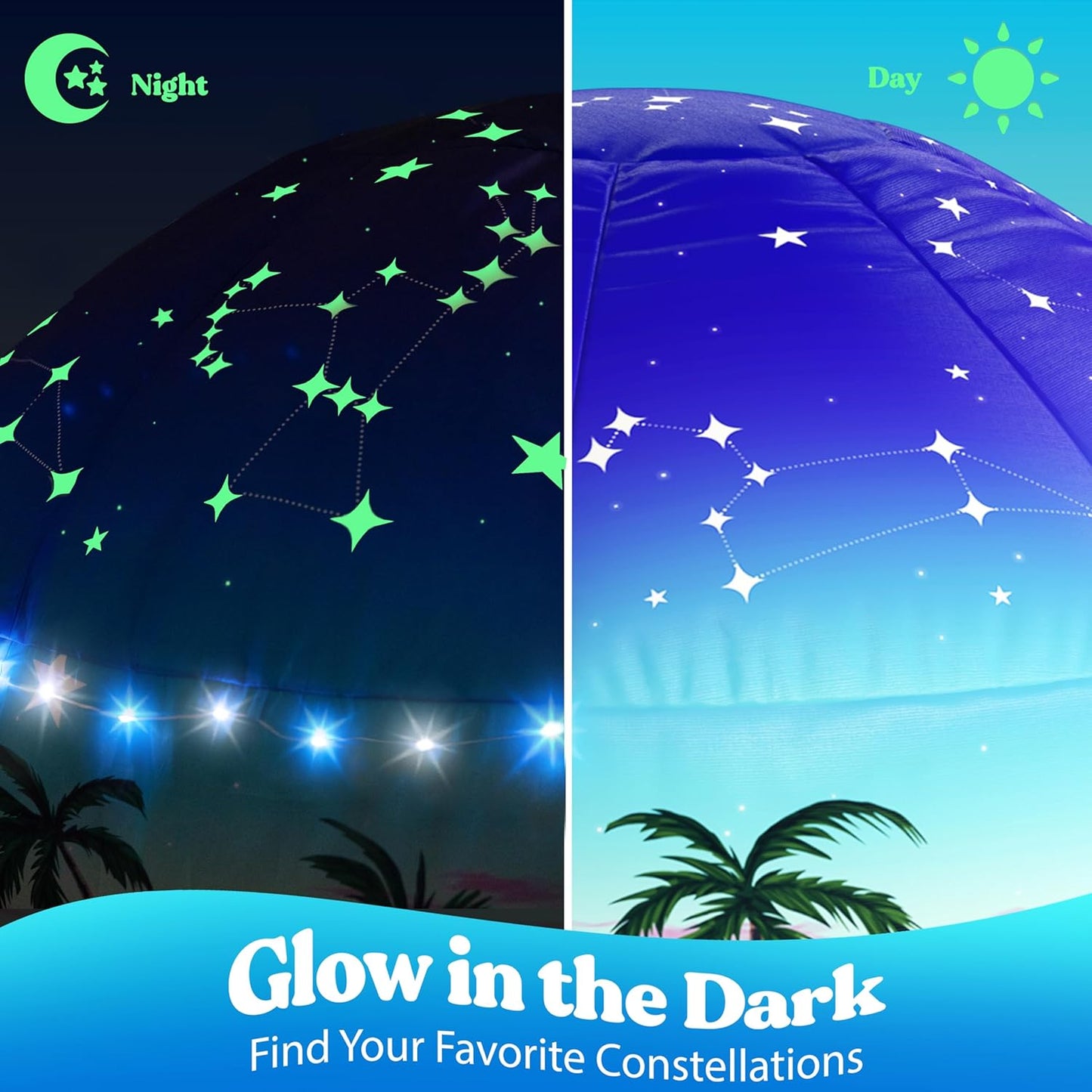 W&O Starlit Oasis with LED Lights & Sound – Glow-in-The-Dark Constellations for an Enchanting Stargazing Adventure – for Kids Ages 3-12 (Fan Not Included)