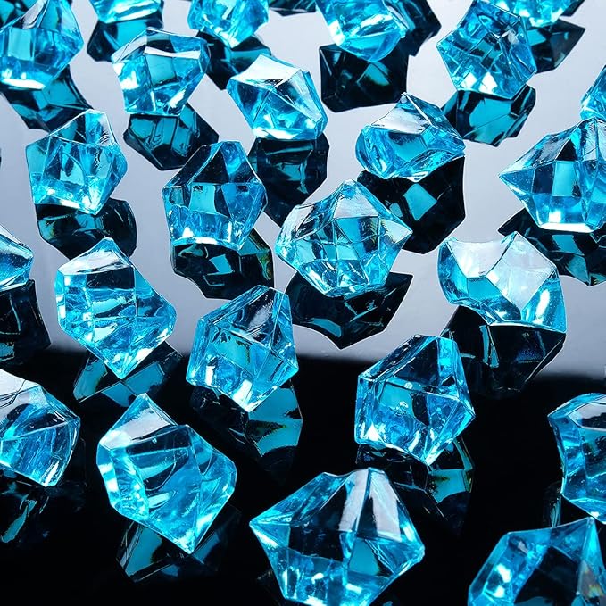 Babenest Acrylic Crushed Ice Rocks, 150 PCS Fake Crystals Plastic Ice Cubes Diamonds Gems for Vase Fillers, Home Decoration, Table Scatter, Event, Wedding, Arts & Crafts (Baby Blue)