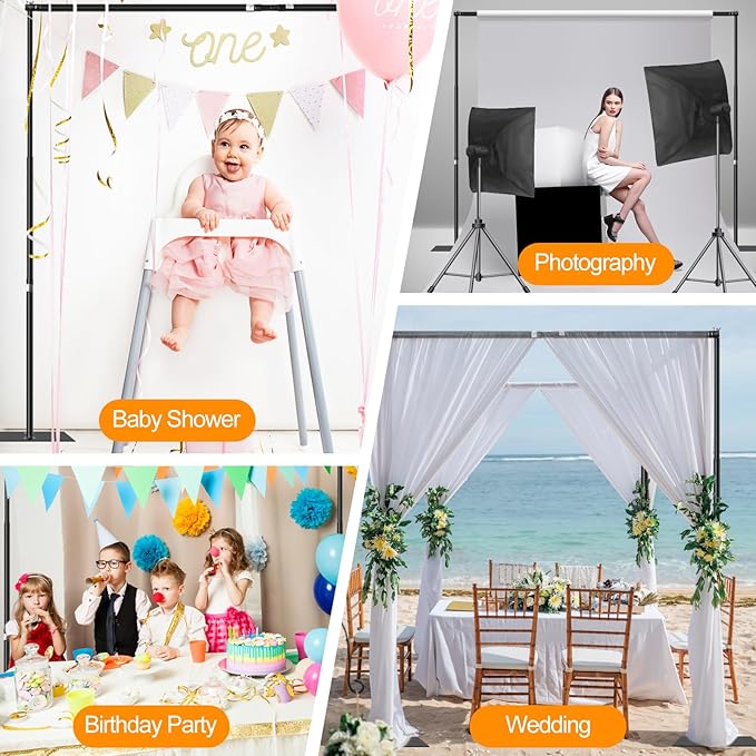 FUDESY Backdrop Stand Heavy Duty, 8.5x10ft Adjustable Photo Background Pipe and Drape Backdrop Stand Kit with Metal Base for Photography Parties Birthday Video Studio