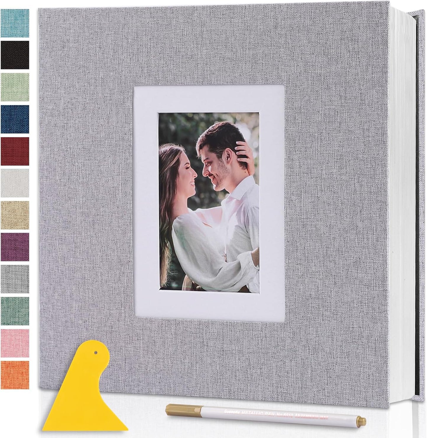 Photo Album Self Adhesive Pages Scrapbook Large Magnetic Photo Albums with Sticky Pages Scrapbooks for Wedding Baby for 4x6 5x7 8x10 Picture Photo Books 13.2x12.8 Grey 40 Pages