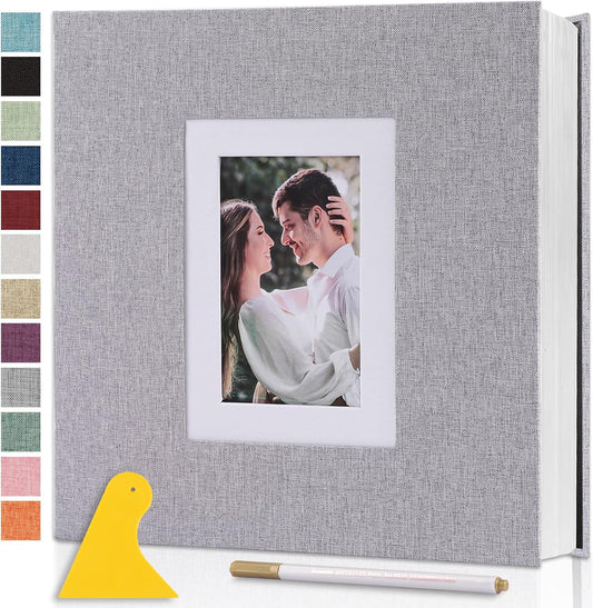 Photo Album Self Adhesive Pages Scrapbook Large Magnetic Photo Albums with Sticky Pages Scrapbooks for Wedding Baby for 4x6 5x7 8x10 Picture Photo Books 11x10.6 Grey 60 Pages