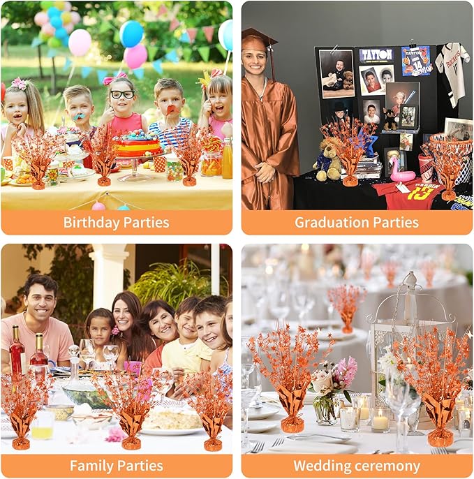 6 Pack Star Table Centerpieces for Party, Birthday Table Decorations for Kids Adults, Party Centerpieces for Tables for Wedding Baby Shower Graduation Holiday Event (Orange)