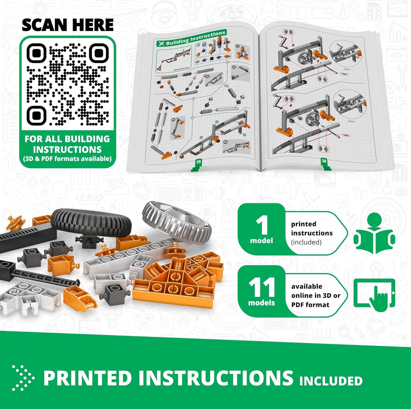 Engino- STEM Toys, Mechanics Gears & Worm Drives, BuildingToys for Kids 9+, Engineering Kit, Educational Set, Gifts for Boys & Girls, STEM Projects, Fun Activities for Kids (12 Model Options)