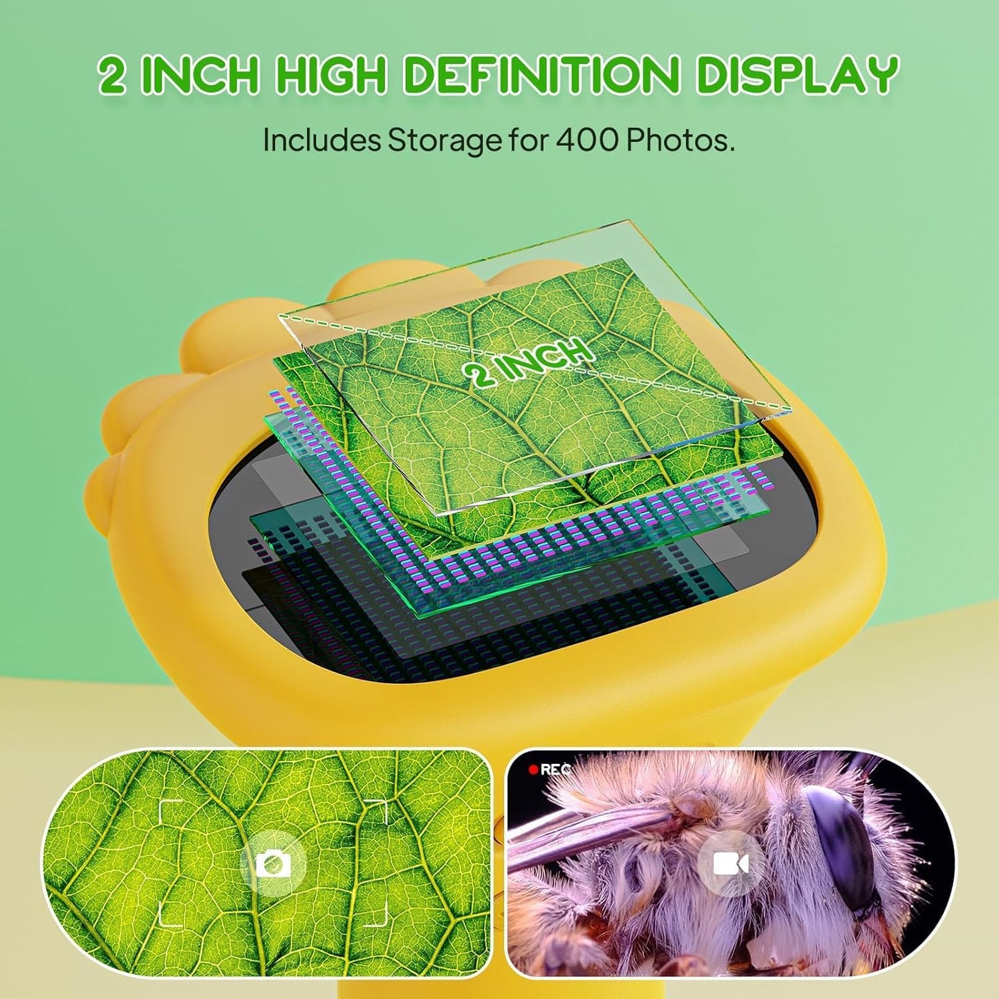 Kids Microscope - Ashfly 1000X Portable Microscope for Kids, Photo & Video Miniscope Pocket Microscope Gifts, 2'' Digital Screen Microscopes for 3-12 Age Years Old Boys Girls Toys