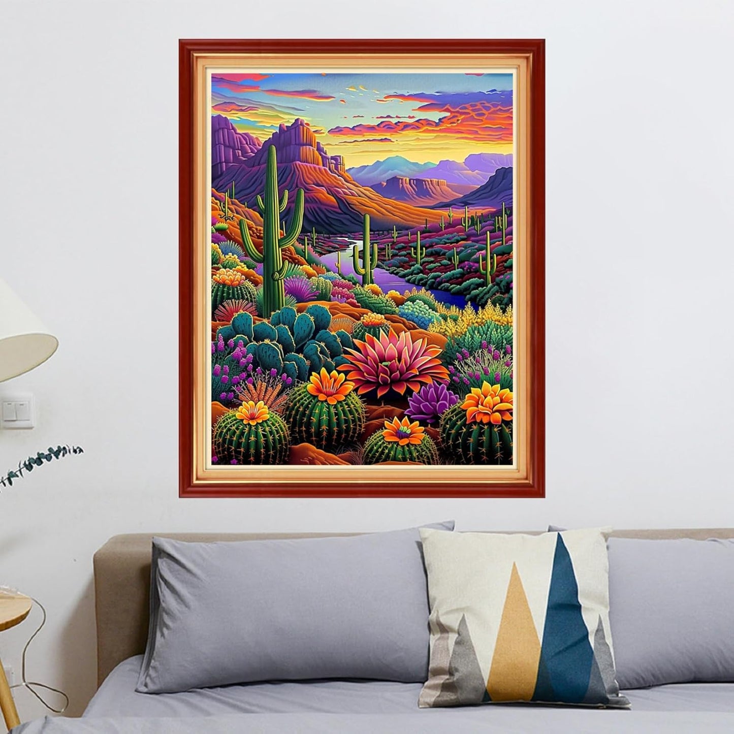 Stamped Cross Stitch Kits - Beach Night Landscape Counted Cross Stitch Kits for Beginners Adults Needlepoint Cross-Stitch Patterns-Succulent Plant World 16x20 inchs