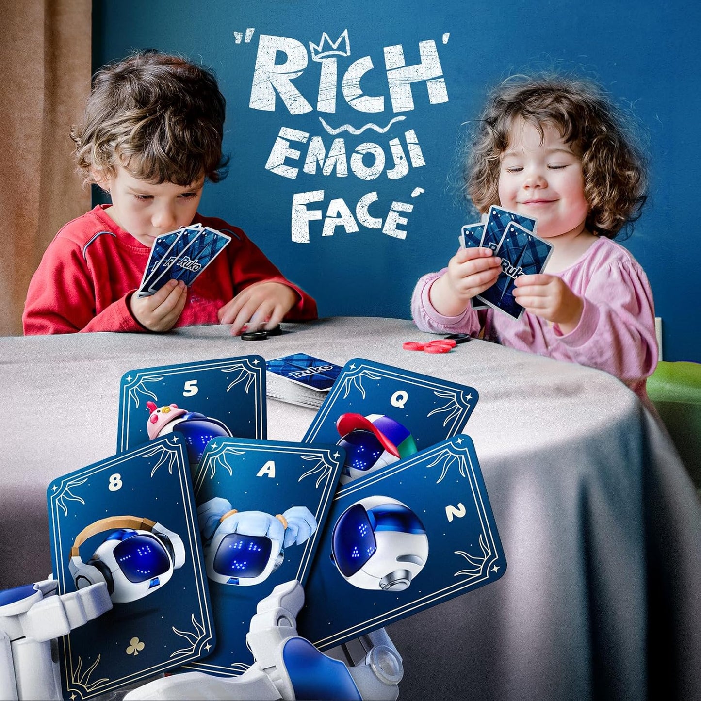 Ruko 6088 Programmable Robot with APP Control, Remote Control, Gesture Sensing Control, Rechargeable Robots Toys for Boys and Girls, Interactive Emoji LED Eyes, QA Games for 3 4 5 6 Years Kids, Blue