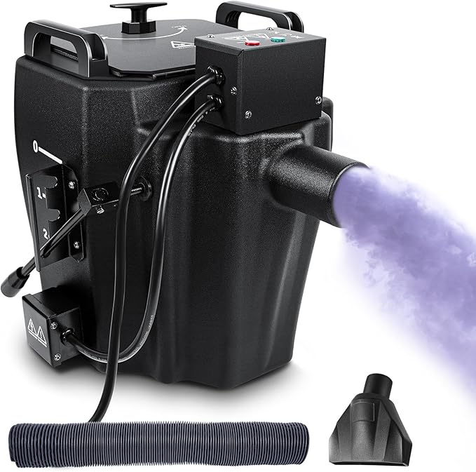 3500W Dry Ice Machine, Portable Low Lying Fog Machine with Tube Nozzle, Dry Ice Fog Machine for Stage Wedding Party Bar KTV Events, Black