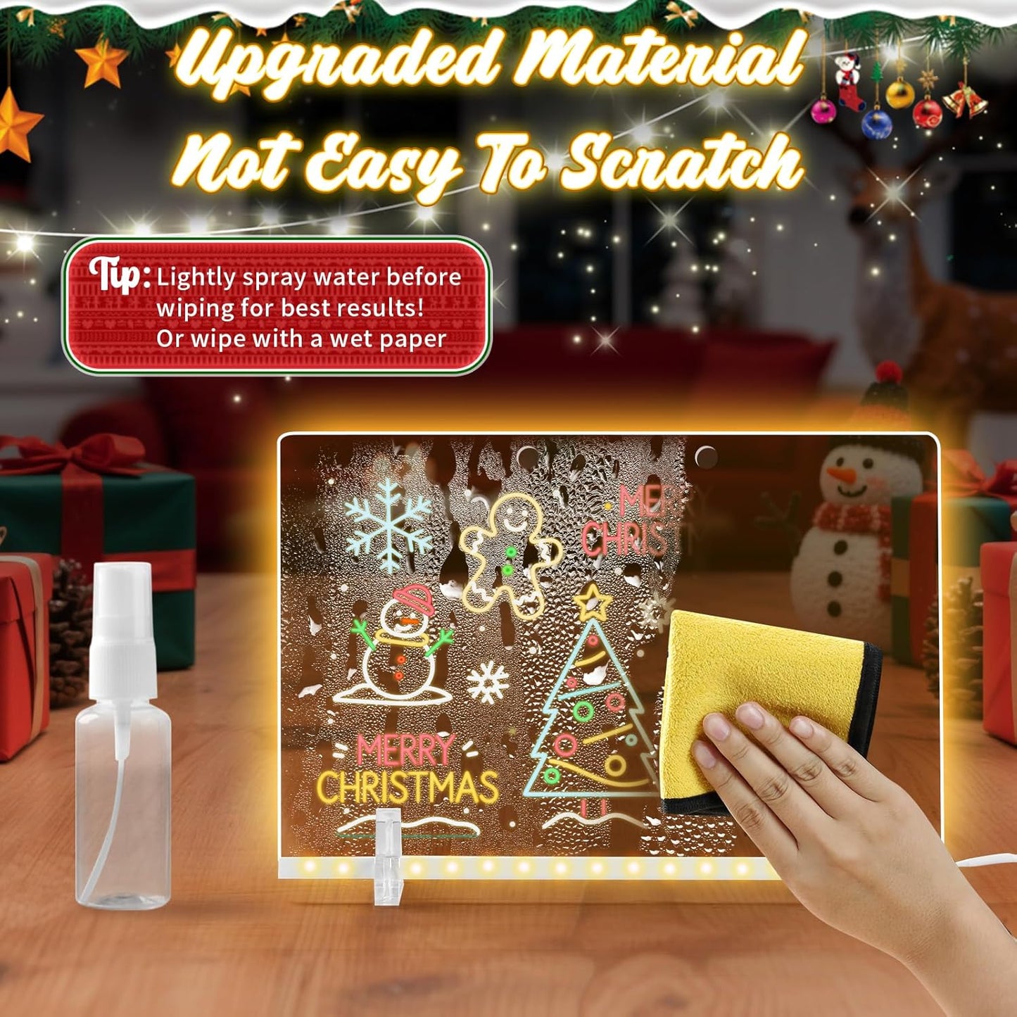 Lumiboard Led Drawing Board with 7 Colors,12"X8" Acrylic Dry Erase Board with Light, Include Adapter, Hanging Chain, Led Drawing Board for Kids with Stand,Birthday and Christmas Gifts for Kids