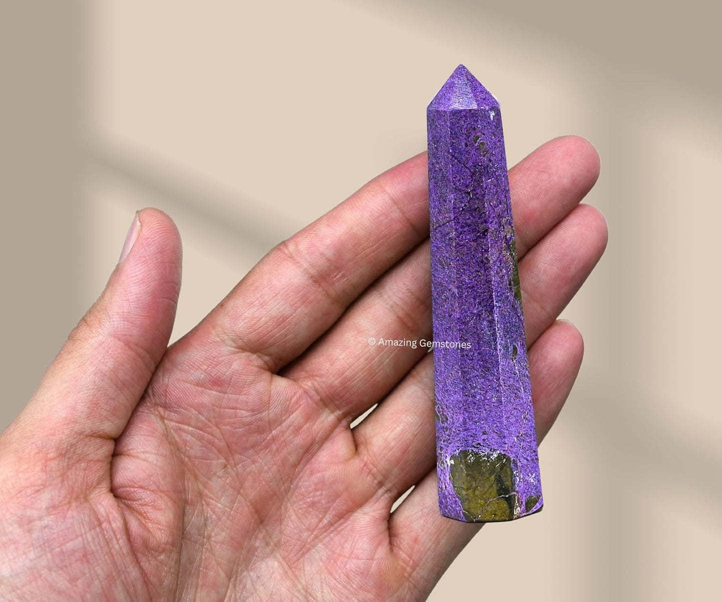 Amazing Gemstone Stichtite Crystal Towers - Natural Healing Crystal Point Obelisk for Reiki Healing and Crystal Grid (3 Inch)
