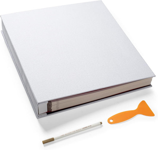 Large Photo Album Self Adhesive 4x6 8x10 10x12 Scrapbook Magnetic Album DIY Scrapbook Length 13 x Width 12.8 (Inches) 120 Sticky Pages Linen Cover DIY Photo Album(White)