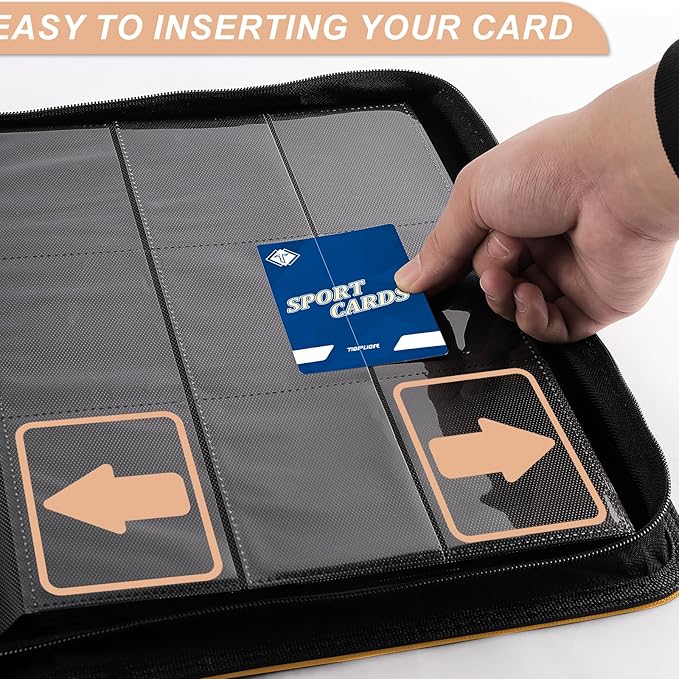 Trading Card Binder, Card Binder Album Fit for MTG Baseball Football Sports Cards, Easy to Use Card Collection Binder (Yellow, 432 Pockets)