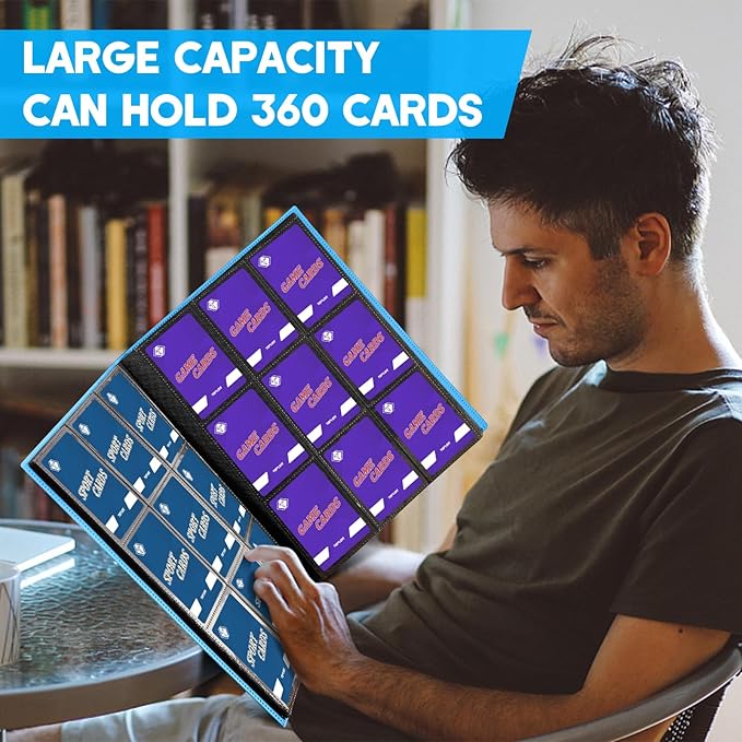 Trading Card Binder Holder 9 Pocket Card Album Folder, Card Collection Binder with 360 Side Loading Pocket Card Book Fit for MTG Game Football Sports Cards TCG Baseball Cards Binder (Sky Blue)