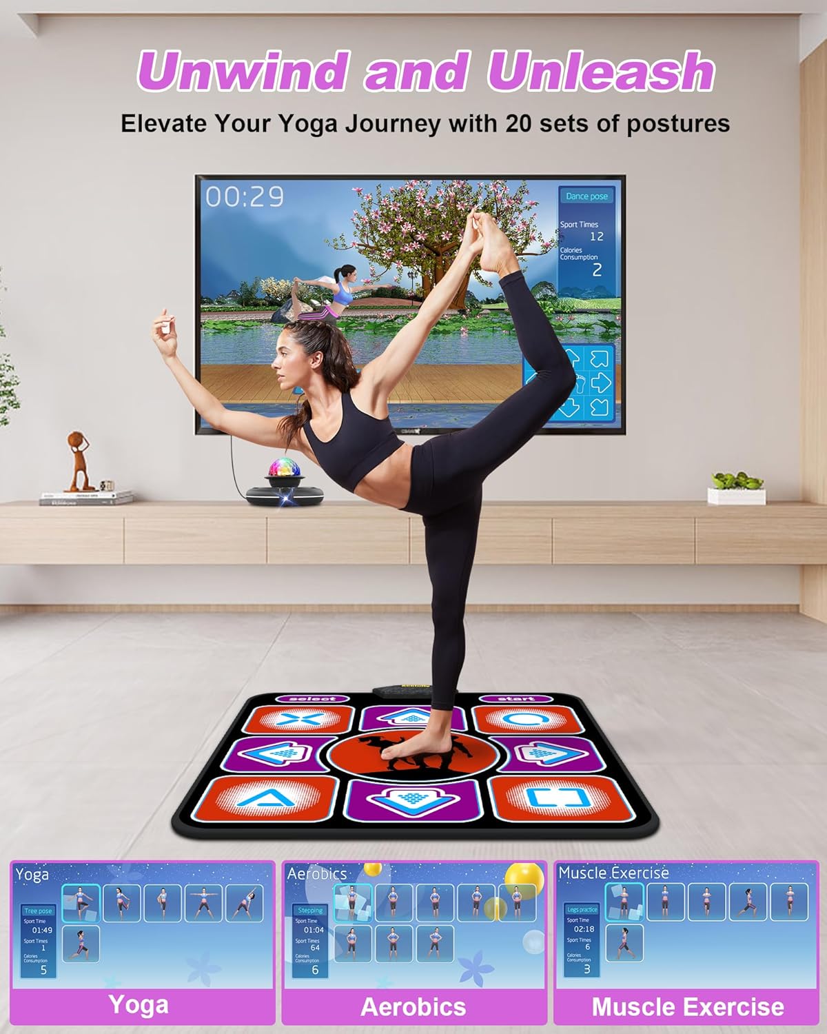 Dance Mat, Electronic Dance Mat for TV with Camera, Non-Slip Dance Mat for Girls, Birthday Gifts Dance Game Mat for Kids Adults Girls Boys (Black)