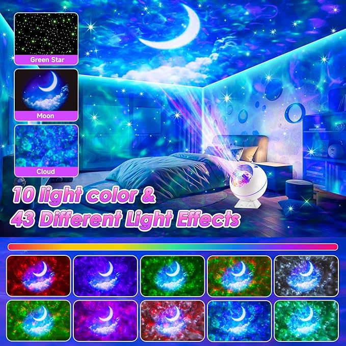 Christmas Gifts for Teens Kids Adult Room Decor Aesthetic,42 Colors Star Projector Galaxy Light+Moon+Cloud Lights for Bedroom,Unique Rhythm Mode,Dimmable+Remote Control Galaxy Lamp for Christmas Decor