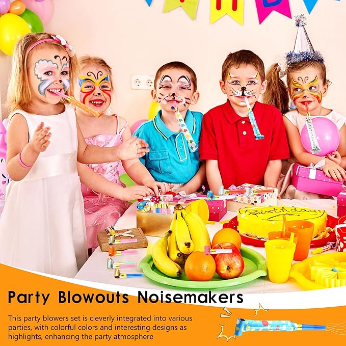 160 Pack Party Blowouts Noisemakers Colorful Party Whistles Blower Funny Birthday Blow Horns Bulk for Birthday New Years Party Favors