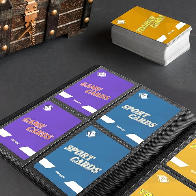 4 Pocket Card Binder for 160 Sleeves, Card Folder Ablum for Trading Cards Collection for Sports Cards, Baseball Cards, Game Cards, Mini TCG Binder Fit for MTG, Gift for Card Collector (Black)