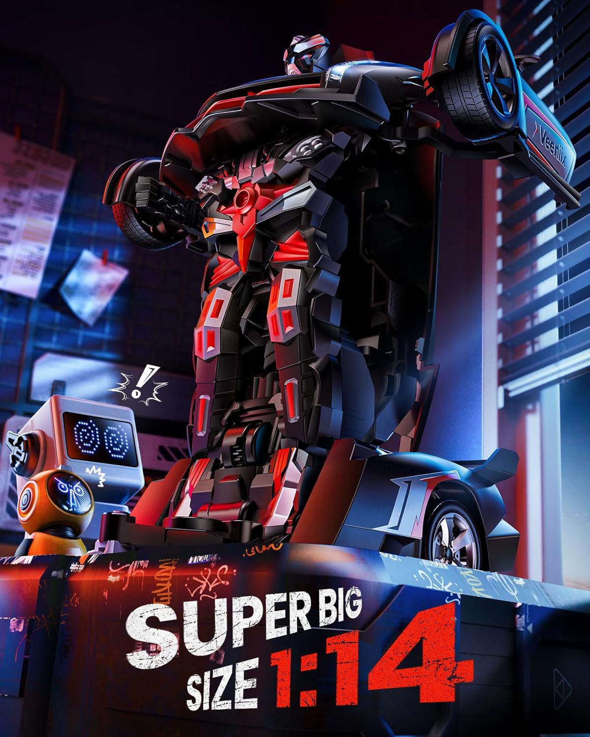 V992 Transform Robot RC Car, 1:14 Scale, 2-in-1 Robot Toy Car with Sound & Light Effects, Gesture Sensing, Automatic Deformation, Ideal Gift for Boys and Girls