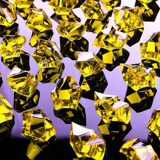 Babenest Acrylic Crushed Ice Rocks, 150 PCS Fake Crystals Plastic Ice Cubes Diamonds Gems for Vase Fillers, Home Decoration, Table Scatter, Event, Wedding, Arts & Crafts (Gold)