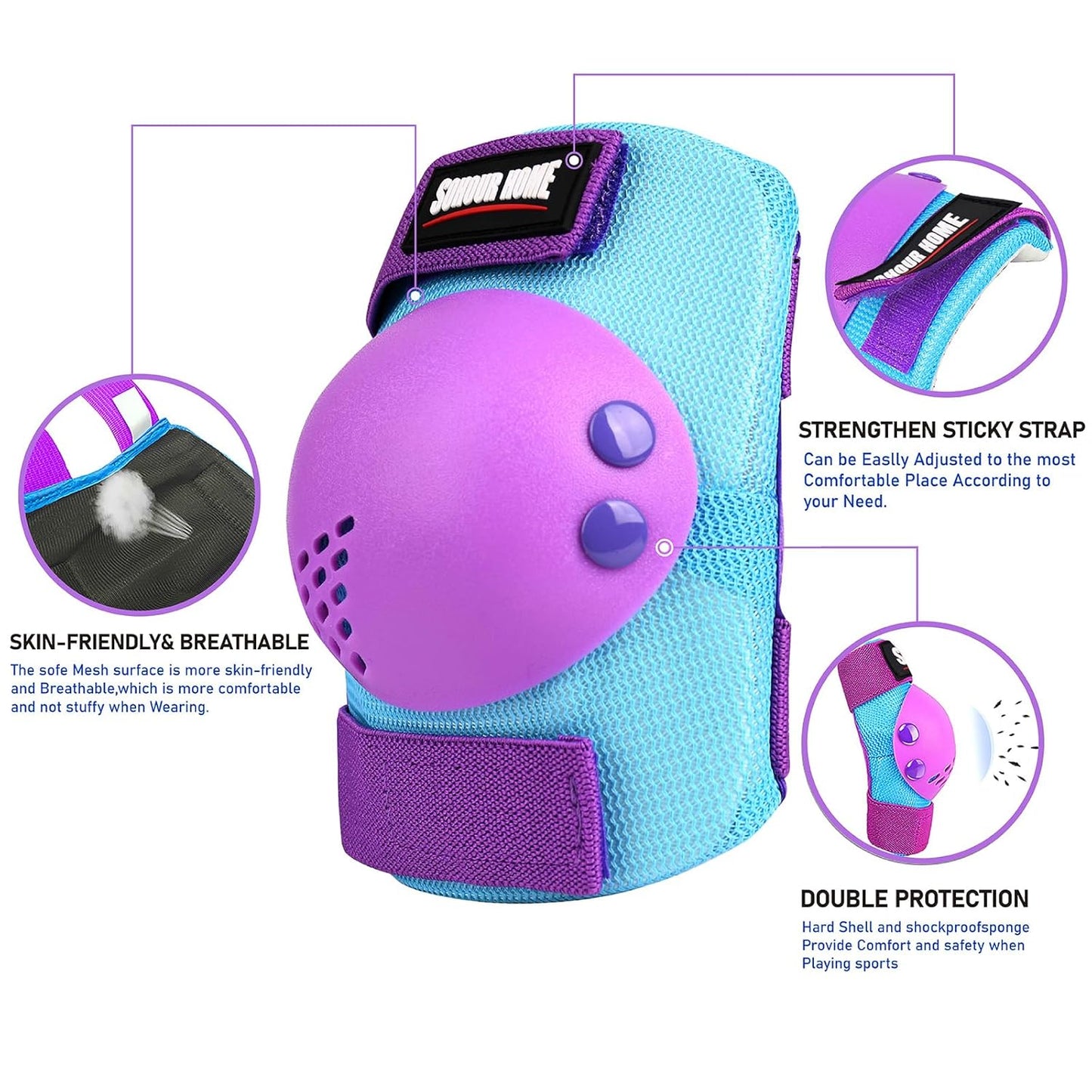 Youth/Kids Knee Pads Elbow Pads Wrist Guards Protective Gear Set for 3-15 Years Child Roller Skates, Skateboard, Cycling, Inline Skating, BMX Bike, Balance Bike, Scooter Riding and Other Outdoor Sports