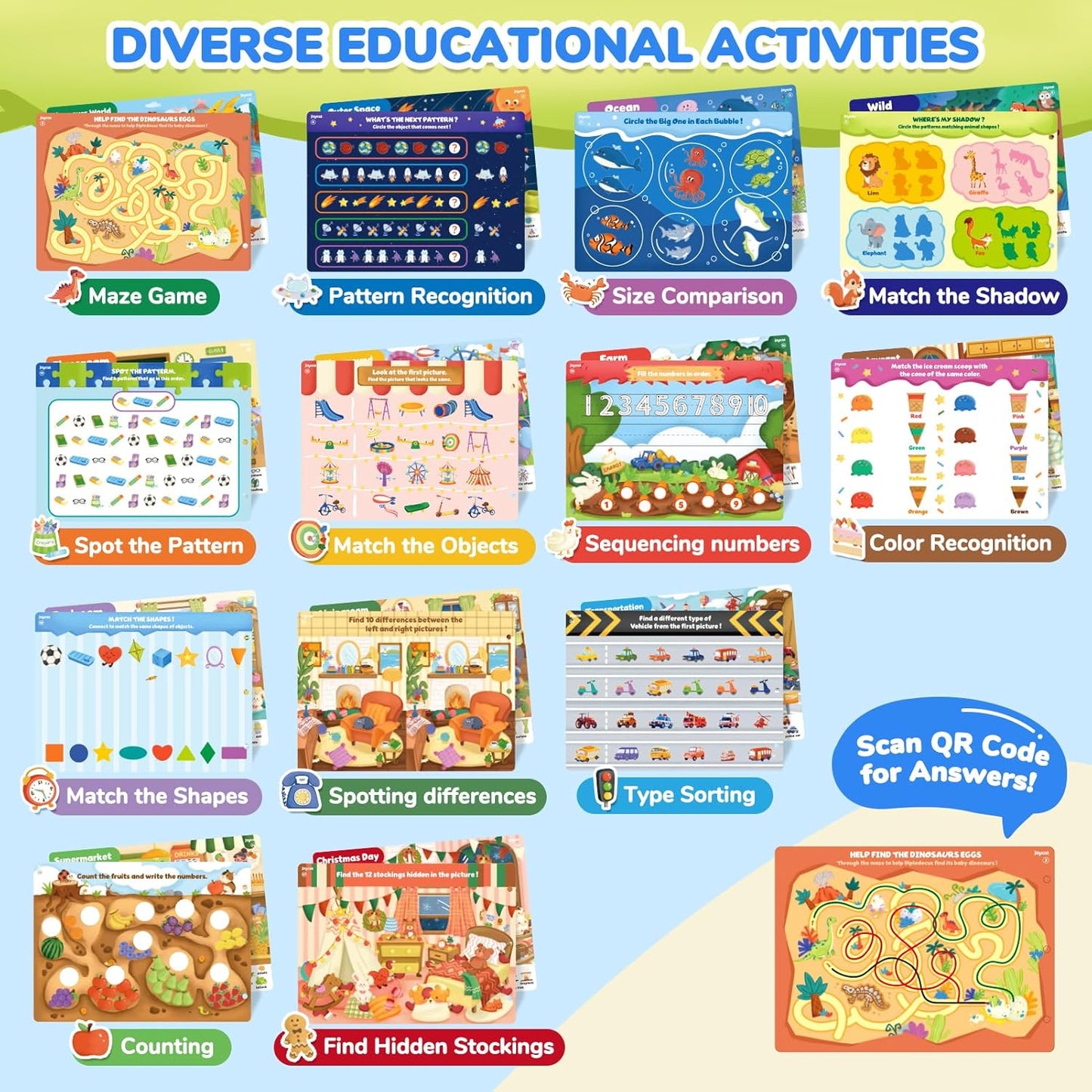 JoyCat Seek & Find Game Books - Preschool Learning Activity for Toddlers & Kids Ages 3-5, Travel Activities Toys for Road Trip Car Airplane, Busy Book, Birthday Gifts for Girls and Boys Ages 4-8