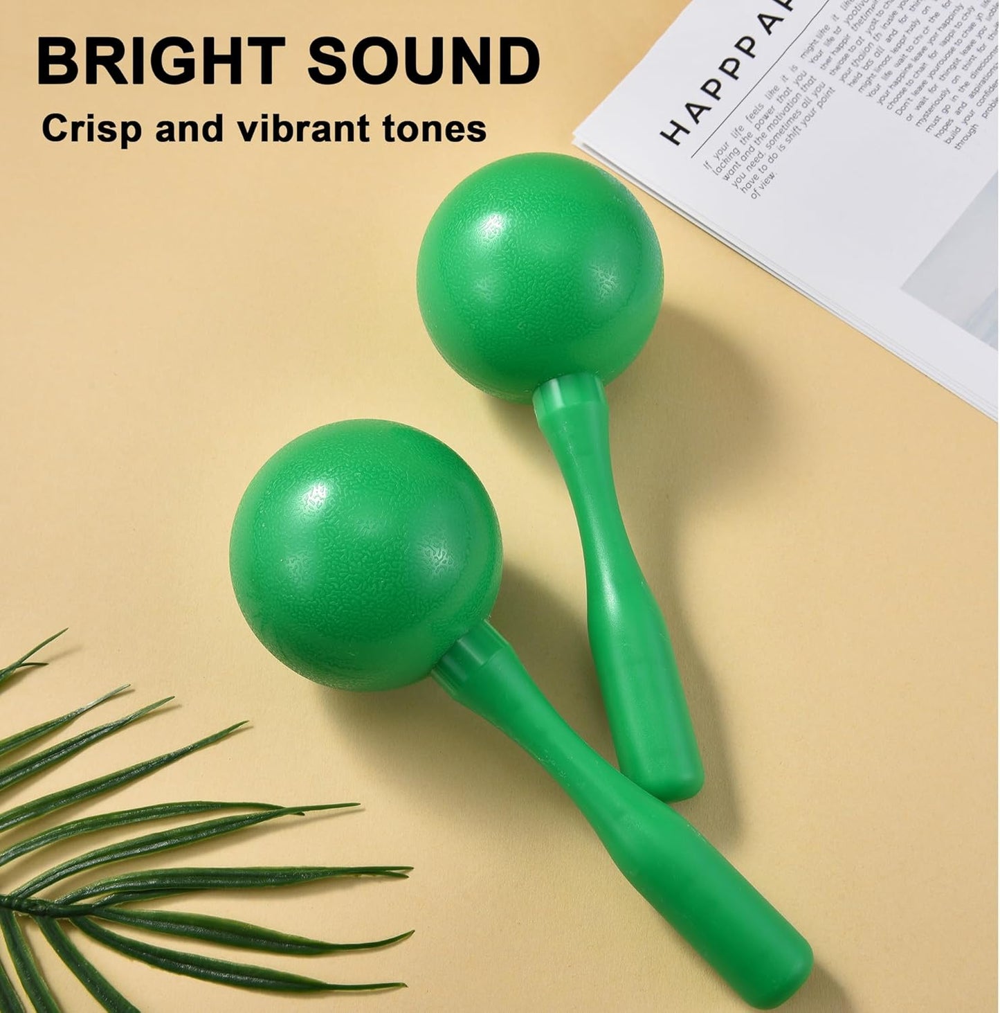 Maracas for Kids Adults, 8 Inch, Set of 2, Green