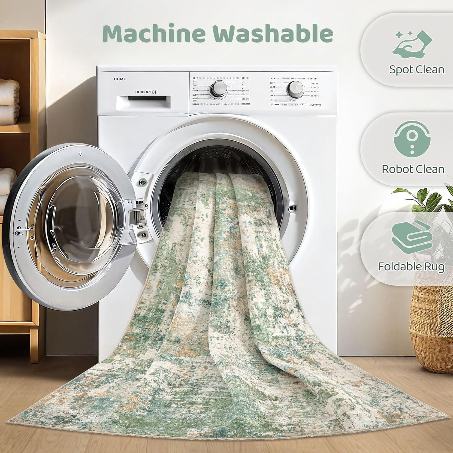 10x12 Area Rugs Living Room: Washable Large Abstract Soft Green Rug Stain Resistant Indoor Floor Non-Slip Accent Carpet for Men Modern Home Enthusiasts Aged 25-45 - Bedroom Office Playroom