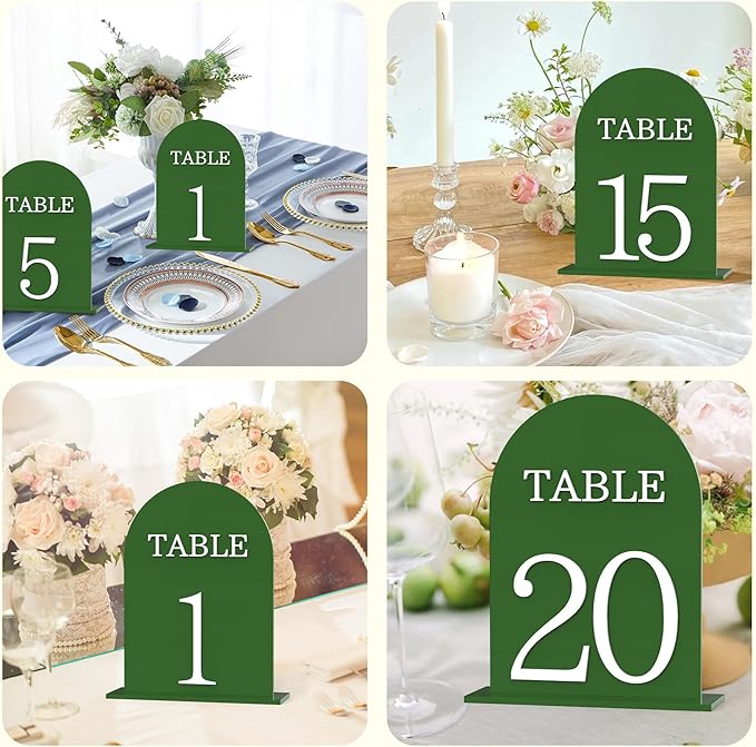 Arch Wedding Table Numbers 1-20 with Stands, 5" X 7" Double Sided Acrylic Wedding Sign Holders, Durable Non-Fading Table Number for Wedding Reception, Events, and Centerpieces