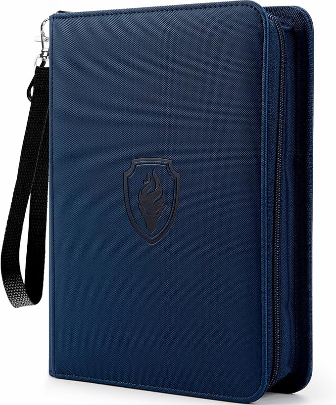 Premium Zip Trading Card Binder, 320 Card, Portable PU Collection Album, MTG & TCG Game Card Folder, Navy Blue