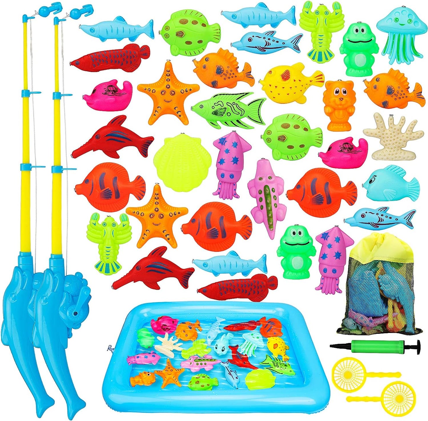 TOY Life 2-Player Magnetic Fishing Game for Kids 3-5 with Toddler Fishing Poles,Bath Toys for Kids Ages 4-8,Magnetic Poles Game are Designed for Little Hands