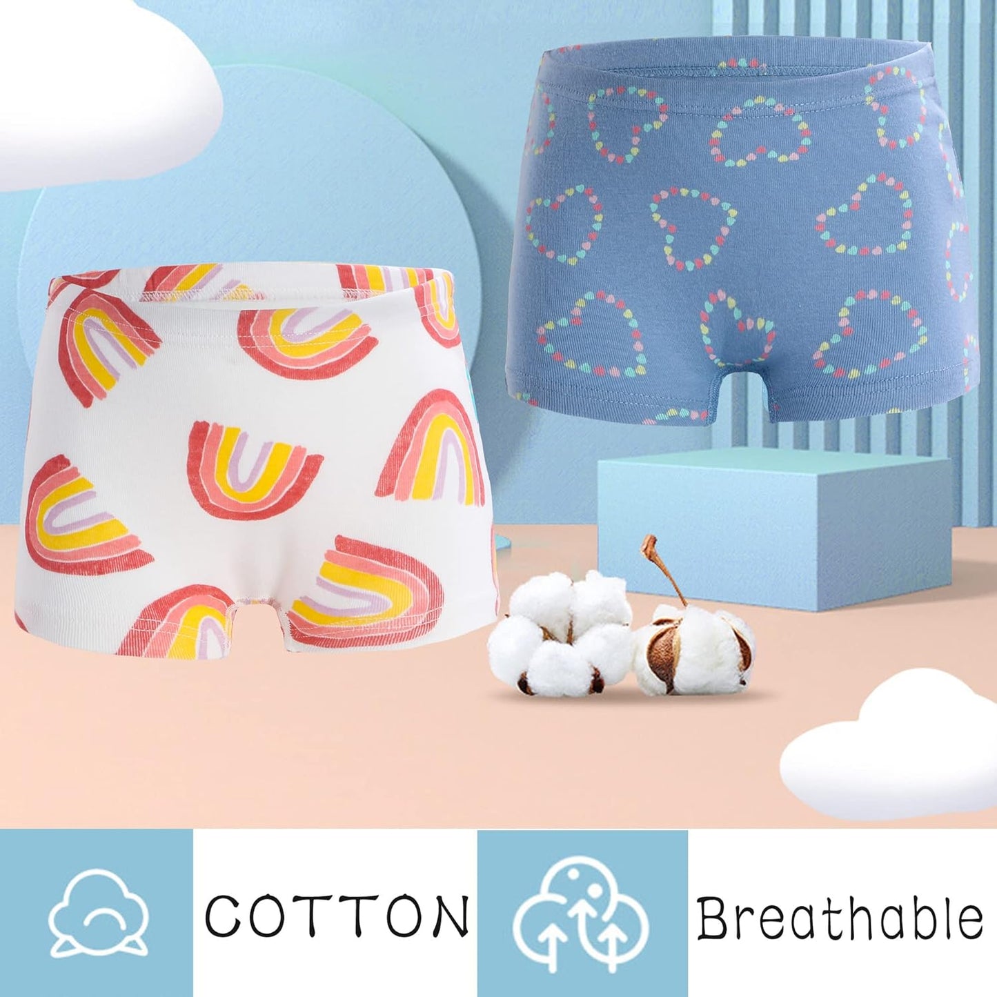 Boboking Soft Cotton Girls' Panties Boyshort Little Girls' Underwear Toddler Undies